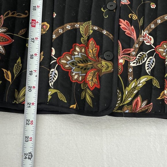 Vintage Quilted Jacket For Women Silkland Petite Floral Pattern Button Closure M - Picture 8 of 9